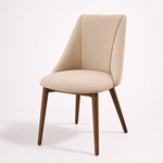 Cargar imagen en el visor de la galería, Silla de chenilla beige y madera maciza