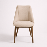 Cargar imagen en el visor de la galería, Silla de chenilla beige y madera maciza frente