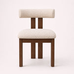 Cargar imagen en el visor de la galería, silla madera asiento tapizado beige vista frontal
