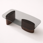 Cargar imagen en el visor de la galería, mesa de centro de madera y tablero de cristal
