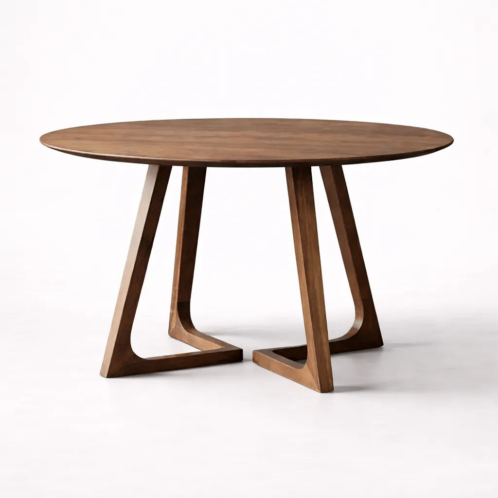 mesa de comedor de madera vista frontal con patas estructurales