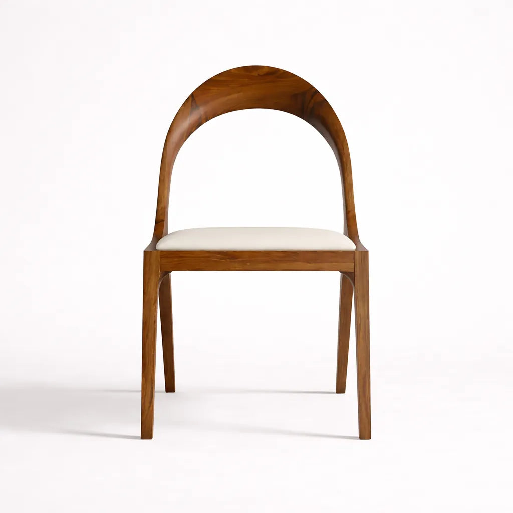silla de comedor madera diseño curvo vista frontal