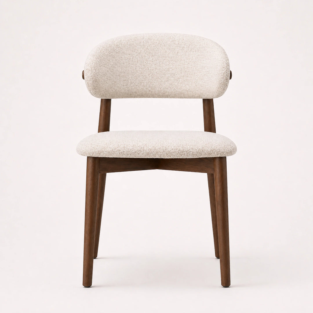 silla madera tapizada beige diseño moderno patas madera