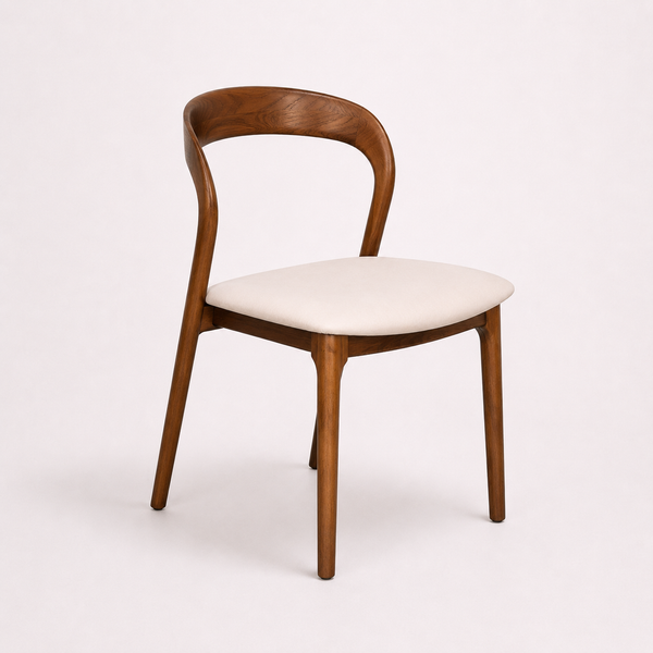 silla de comedor en madera diseño curvo moderno