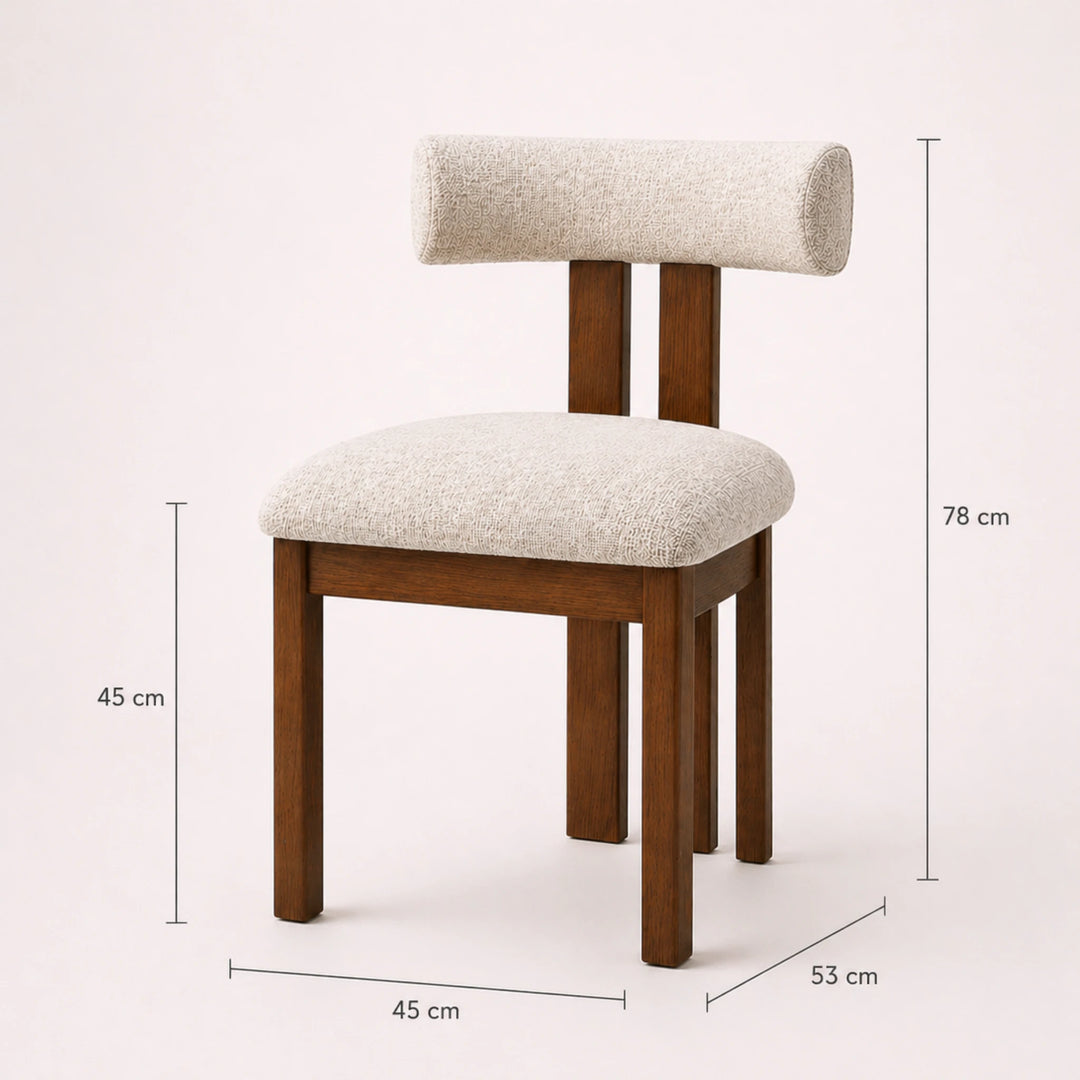 silla madera tapizada beige dimensiones