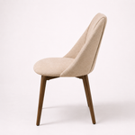 Cargar imagen en el visor de la galería, Silla de chenilla beige y madera maciza lateral
