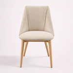 Cargar imagen en el visor de la galería, Silla de chenilla beige y madera natural frente

