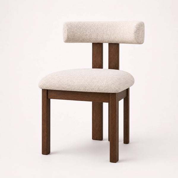 silla madera asiento tapizado beige vista frontal