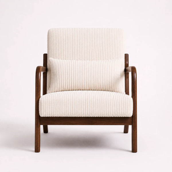 sillon de sala minimalista con estructura de madera
